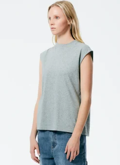 Mock Neck Sleeveless T-Shirt-Tibi Hot