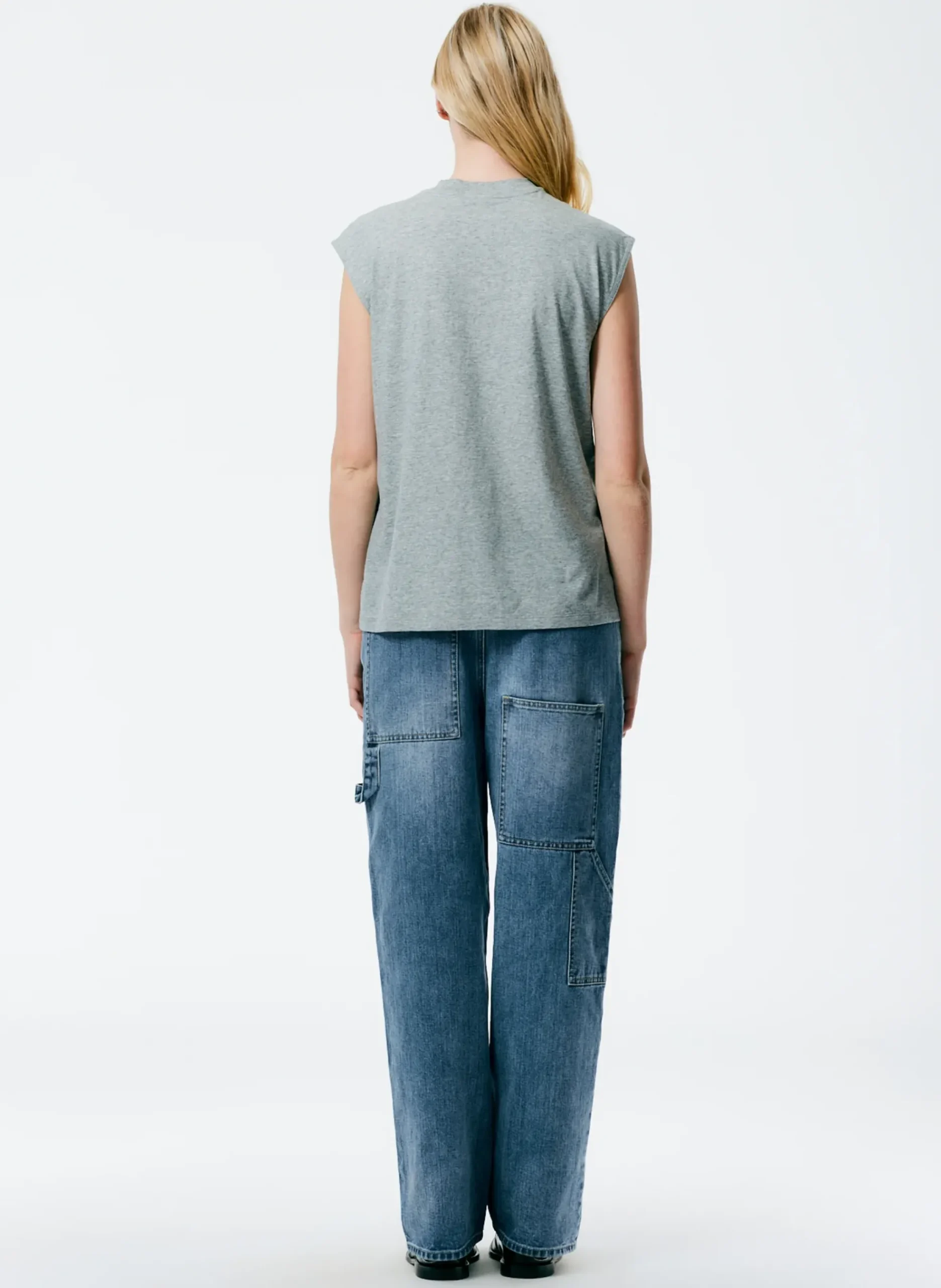 Mock Neck Sleeveless T-Shirt-Tibi Hot