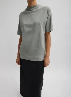 Mock Neck Unisex T-Shirt-Tibi Fashion