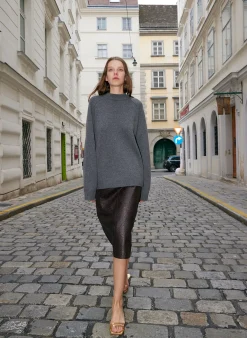 Ostrich Leather A-Line Skirt-Tibi Sale