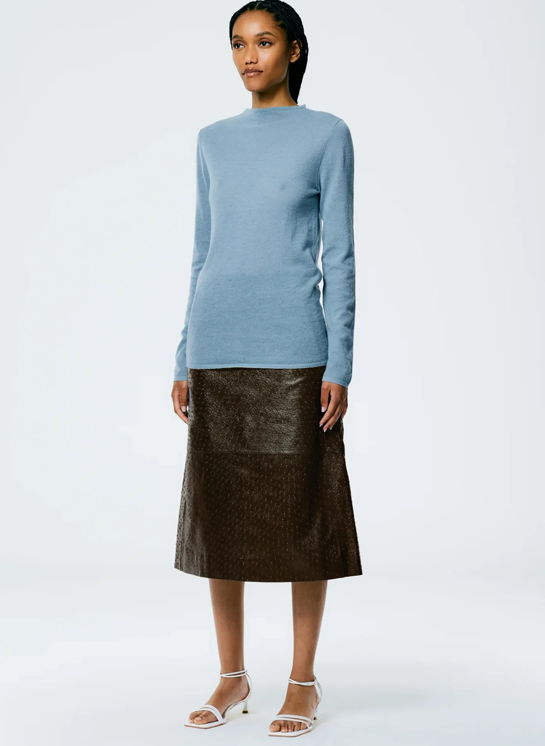 Ostrich Leather A-Line Skirt-Tibi Sale