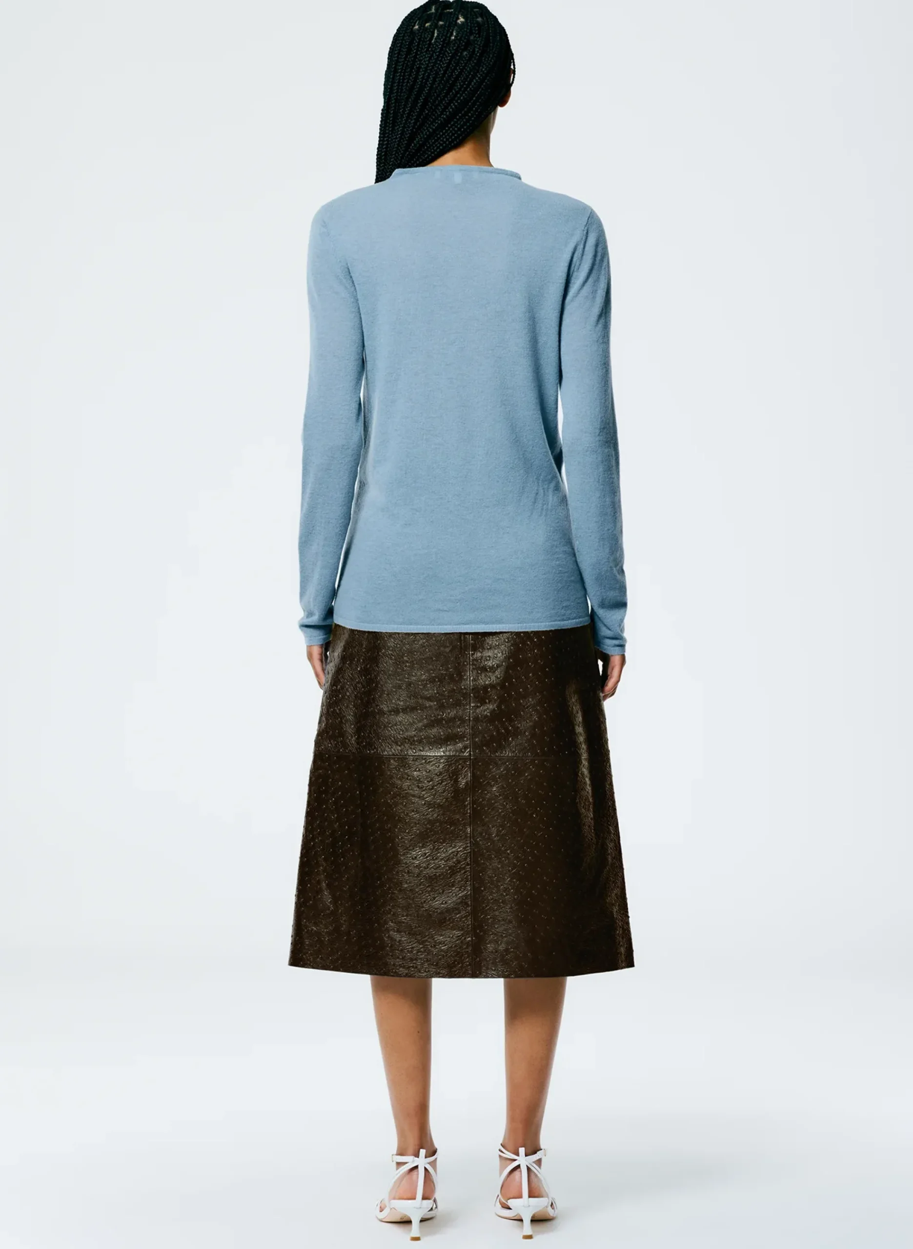 Ostrich Leather A-Line Skirt-Tibi Sale