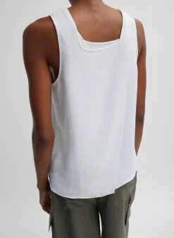 Pebble Sable Square Neck Cross Back Tank-Tibi Clearance