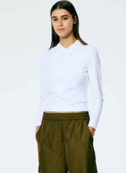 Perfect Shrunken V-Neck T-Shirt-Tibi Discount