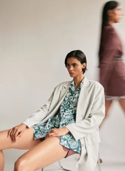 Recycled Nylon Batik Camp Shirt-Tibi Clearance