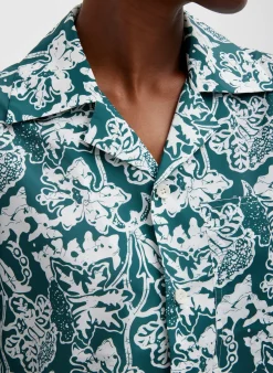 Recycled Nylon Batik Camp Shirt-Tibi Clearance
