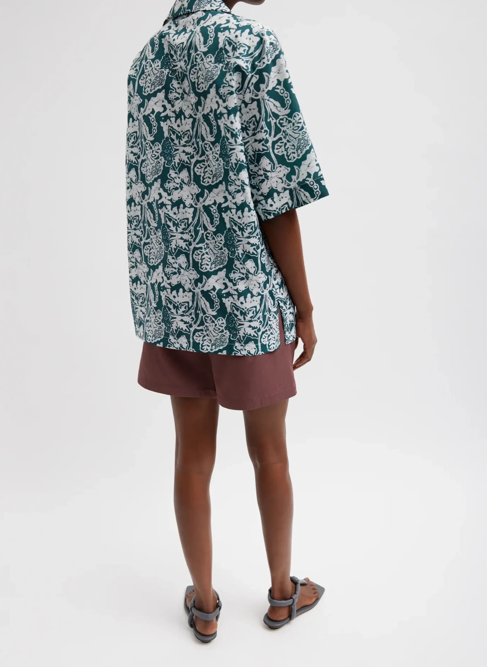 Recycled Nylon Batik Camp Shirt-Tibi Clearance