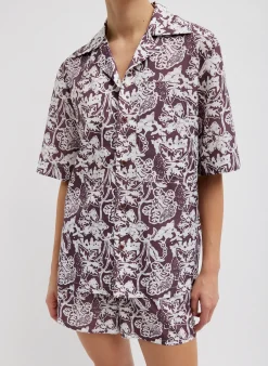 Recycled Nylon Batik Camp Shirt-Tibi Sale