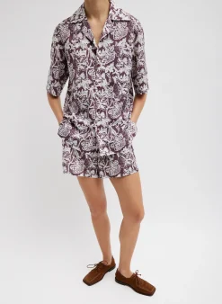 Recycled Nylon Batik Camp Shirt-Tibi Sale