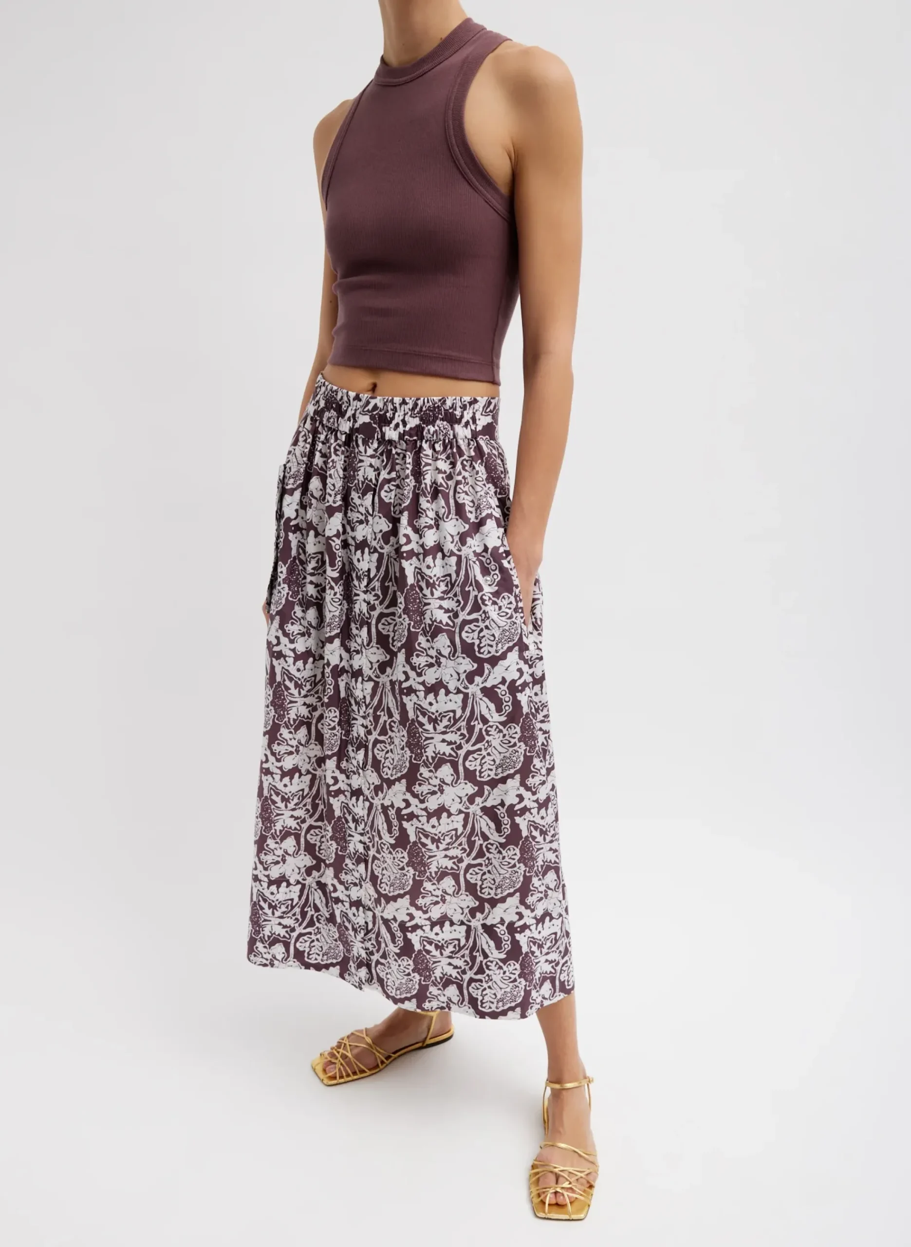 Recycled Nylon Batik Full Skirt-Tibi Hot