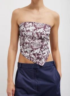 Recycled Nylon Batik Strapless Bandeau-Tibi Clearance