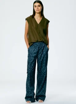 Recycled Sporty Nylon Cheetah Wide Leg Pull On Pant-Tibi Online
