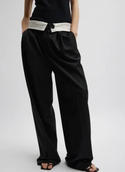 Recycled Tropical Wool Fold Over Pant-Tibi Discount