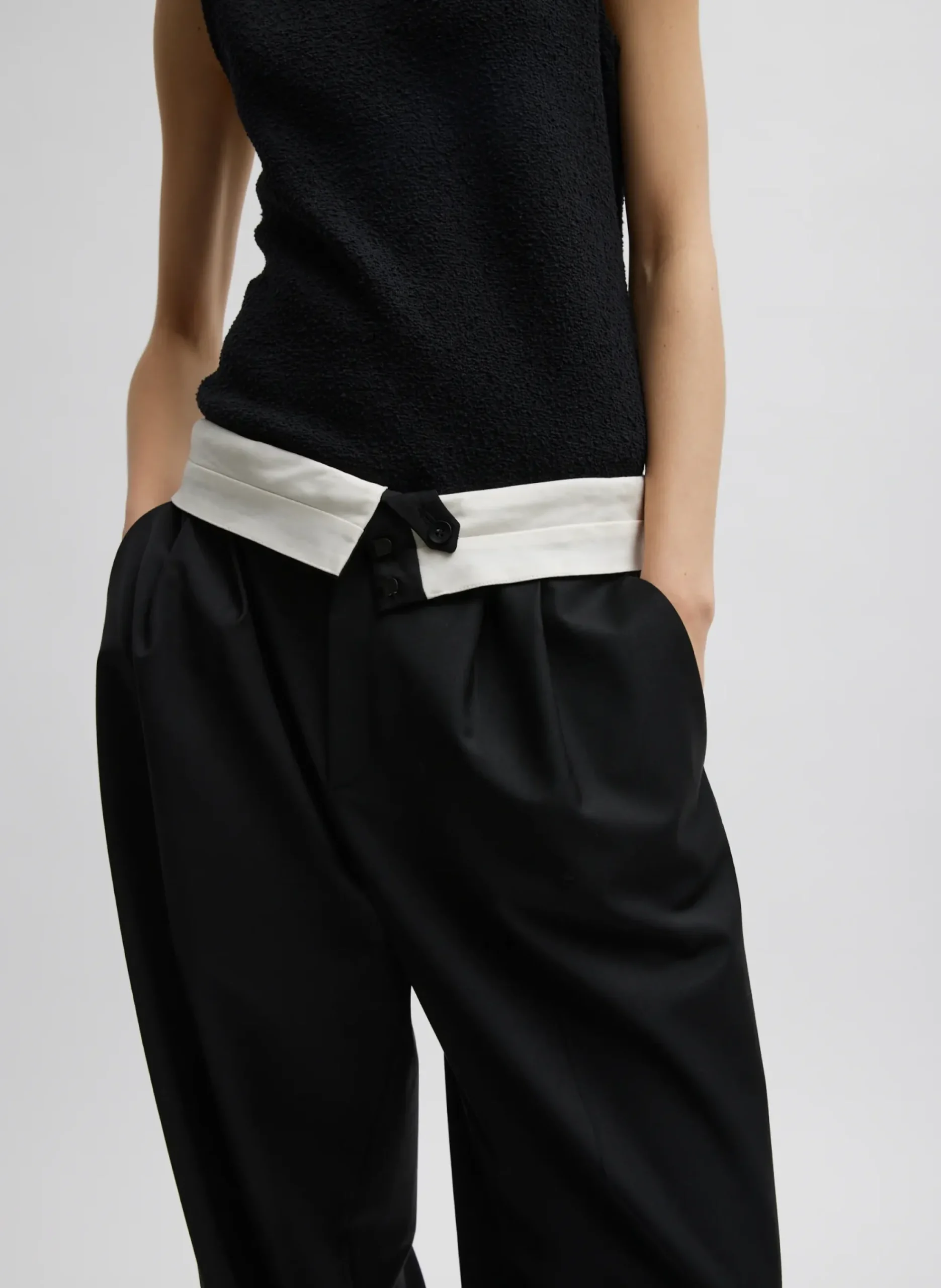 Recycled Tropical Wool Fold Over Pant-Tibi Discount
