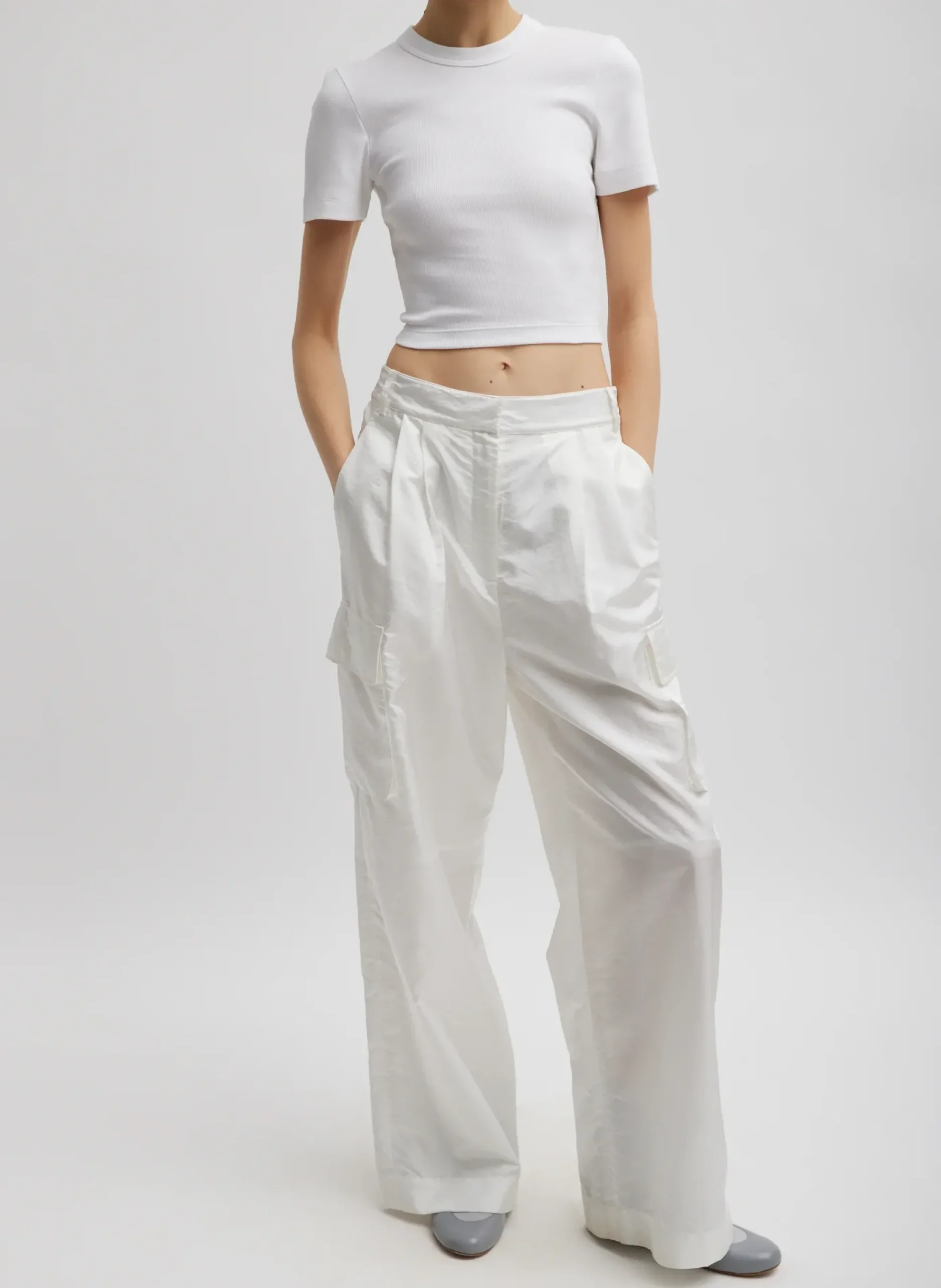 Ribbed Cropped Baby T-Shirt-Tibi Sale