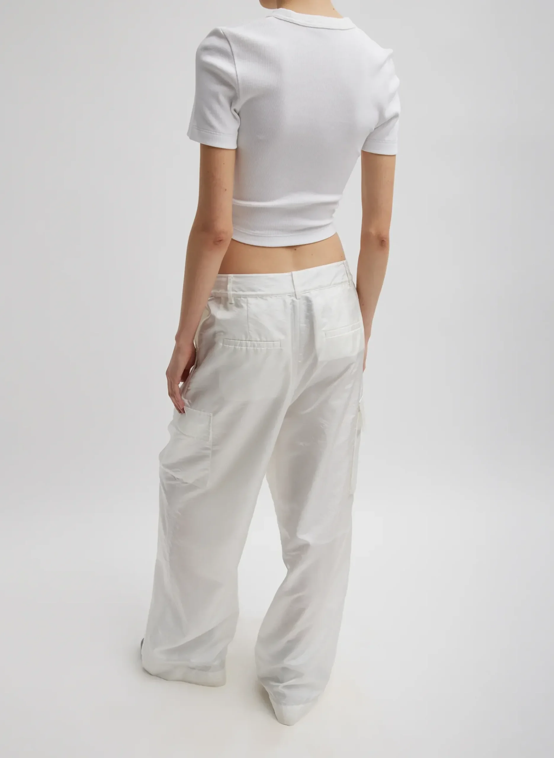 Ribbed Cropped Baby T-Shirt-Tibi Sale