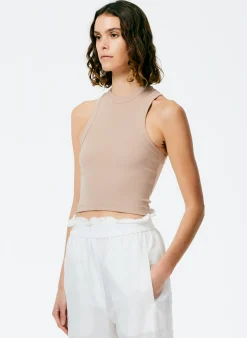 Ribbed T-Shirt Cropped Tank-Tibi Sale