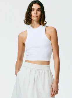 Ribbed T-Shirt Cropped Tank-Tibi Fashion