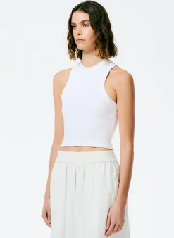 Ribbed T-Shirt Cropped Tank-Tibi Fashion