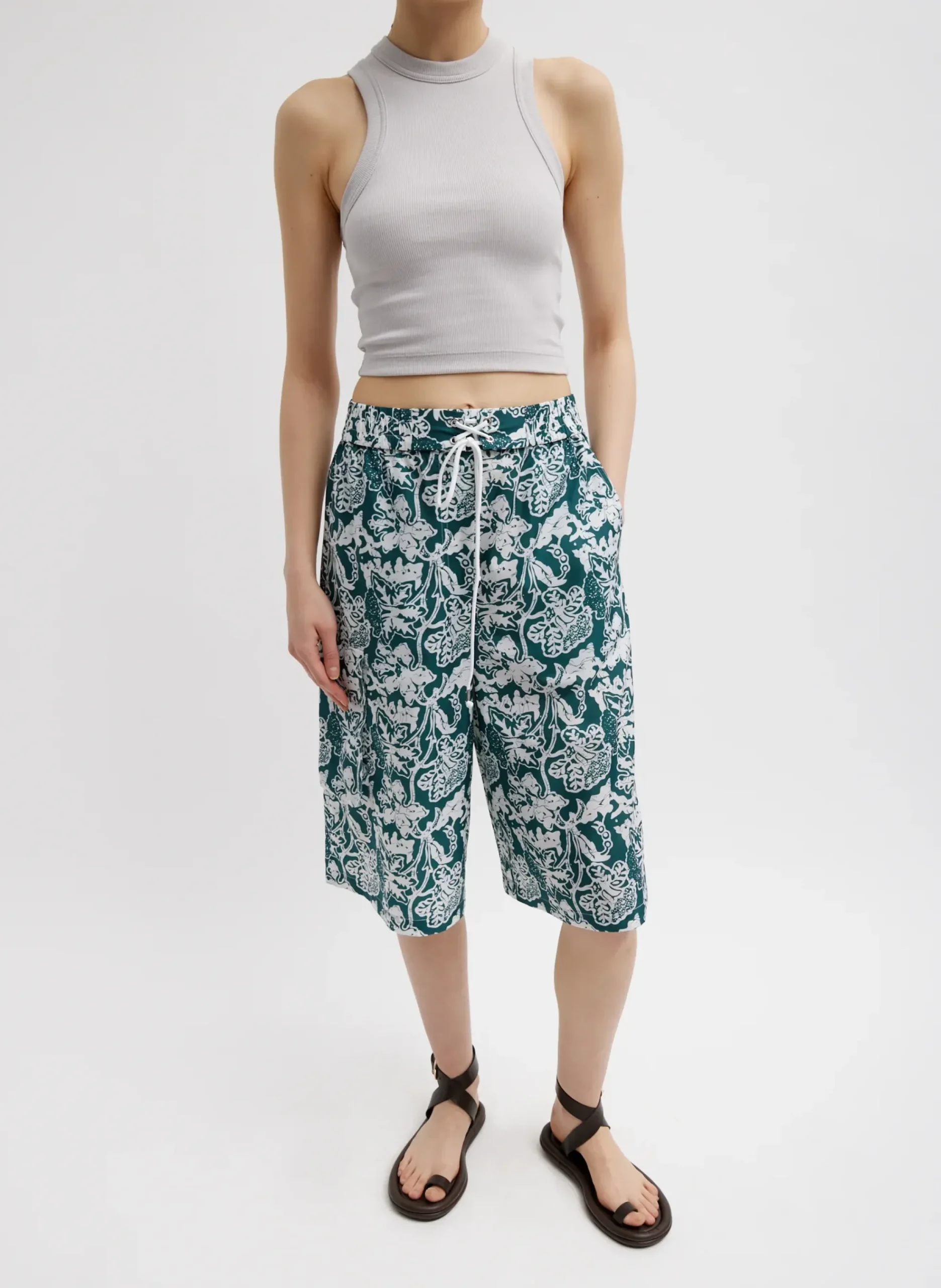 Ribbed T-Shirt Cropped Tank-Tibi Best
