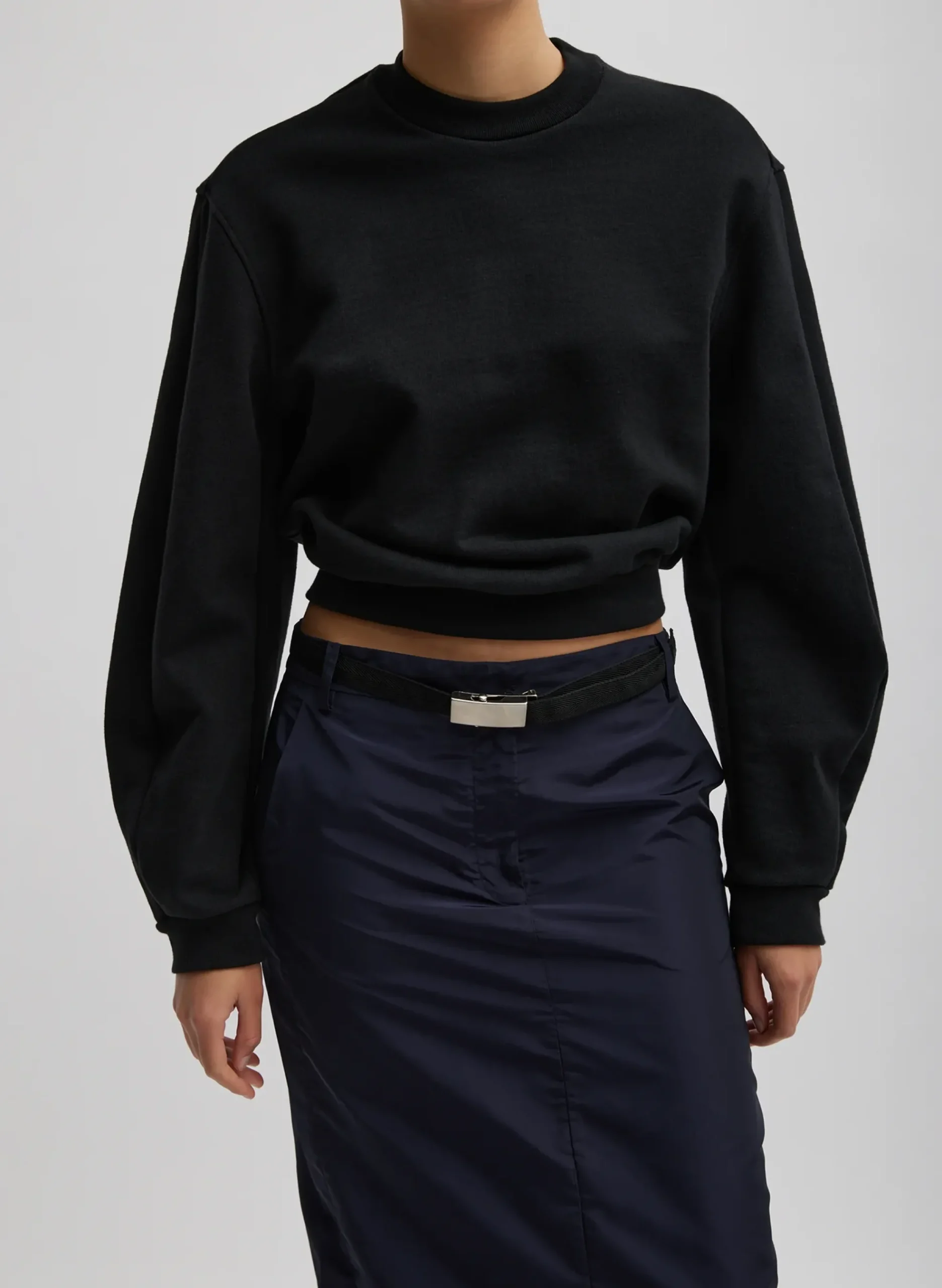 Sculpted Long Sleeve Sweatshirt-Tibi New