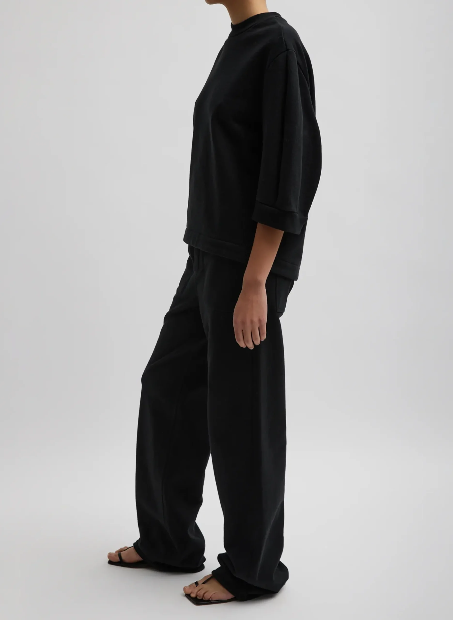 Sculpted Short Sleeve Sweatshirt-Tibi Hot