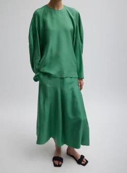 Silk Habutai Circular Seamed Skirt-Tibi Online