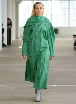 Silk Habutai Circular Seamed Skirt-Tibi Online