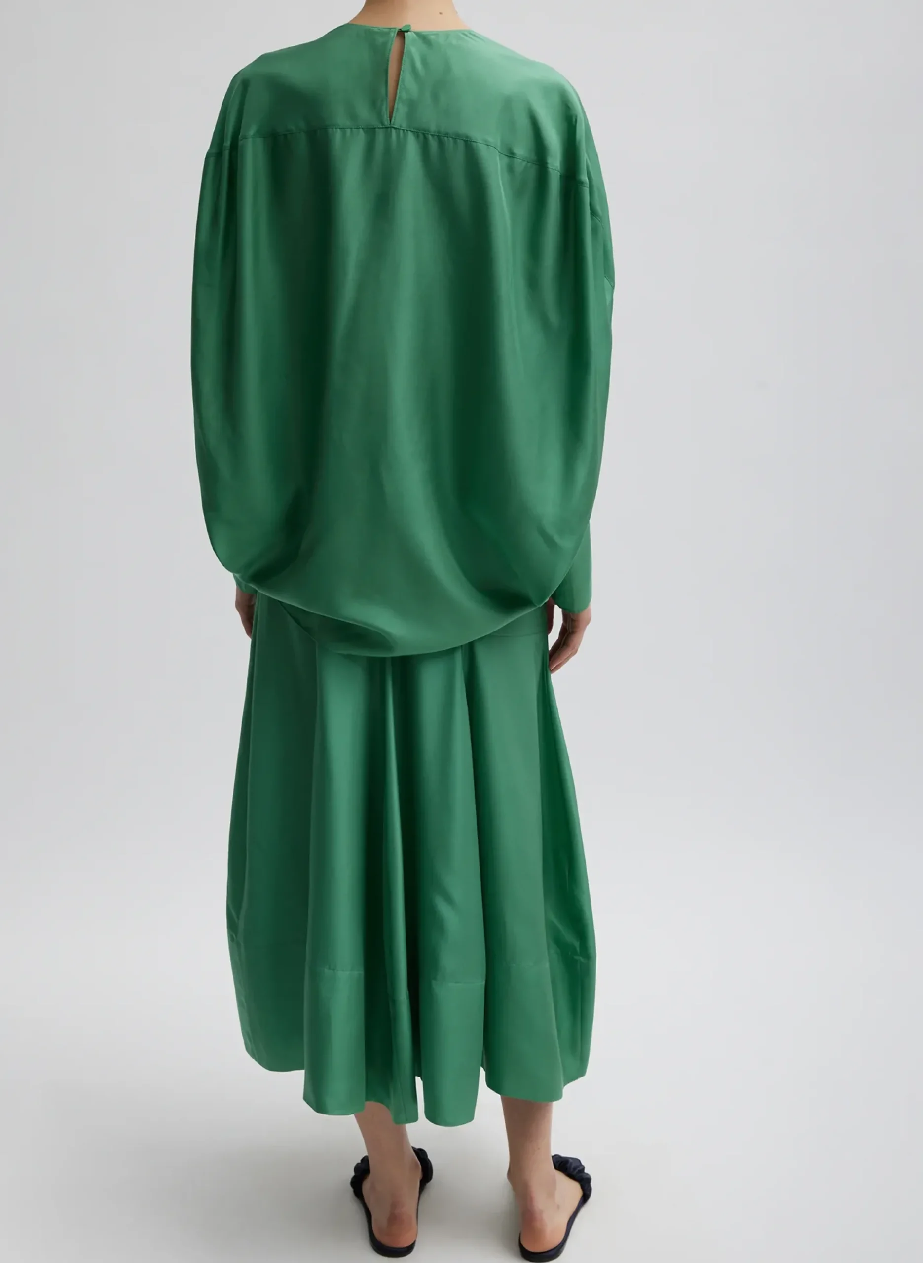 Silk Habutai Circular Seamed Skirt-Tibi Online