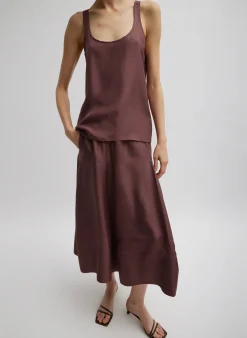 Silk Habutai Circular Seamed Skirt-Tibi Online
