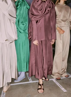 Silk Habutai Circular Seamed Skirt-Tibi Online
