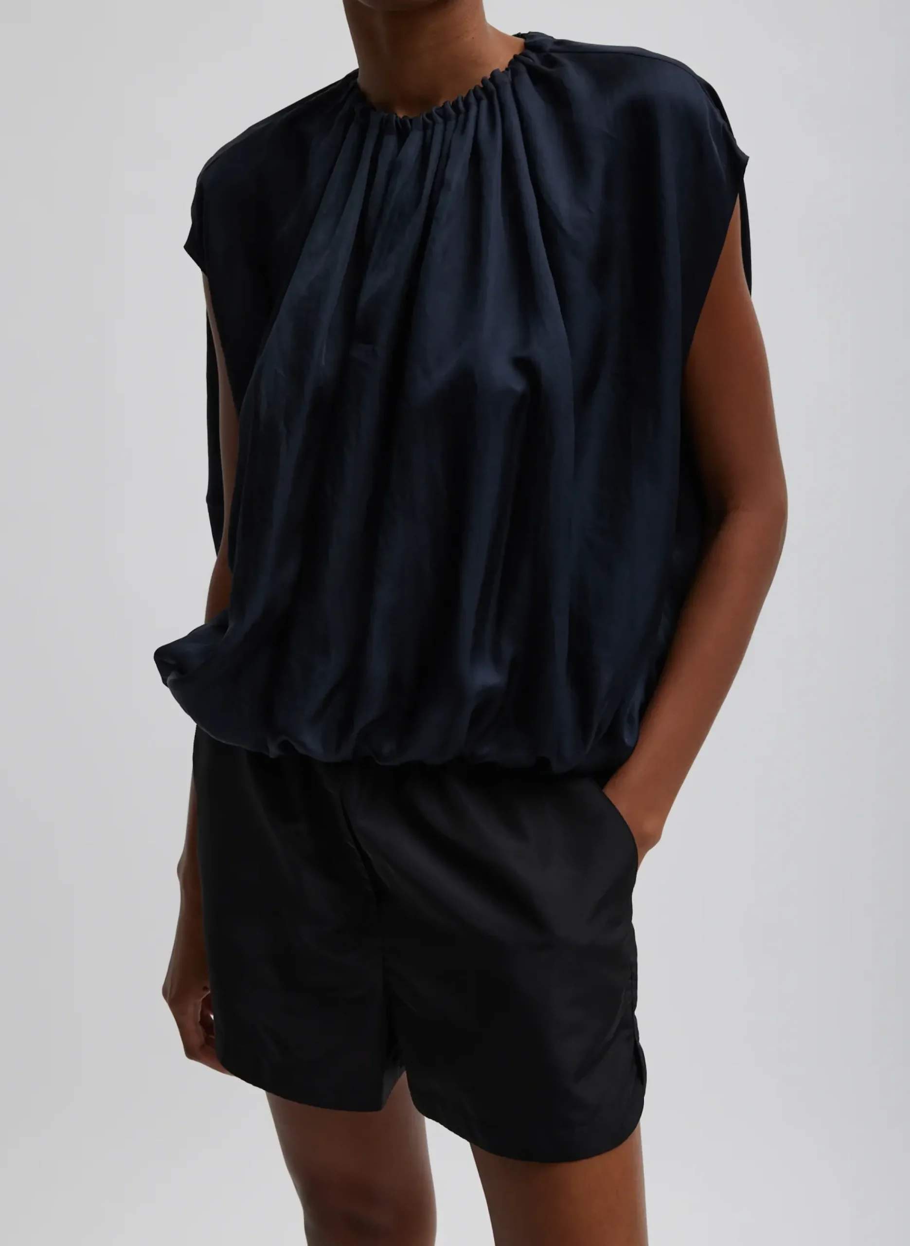 Silk Nylon Pull On Shorts-Tibi Clearance