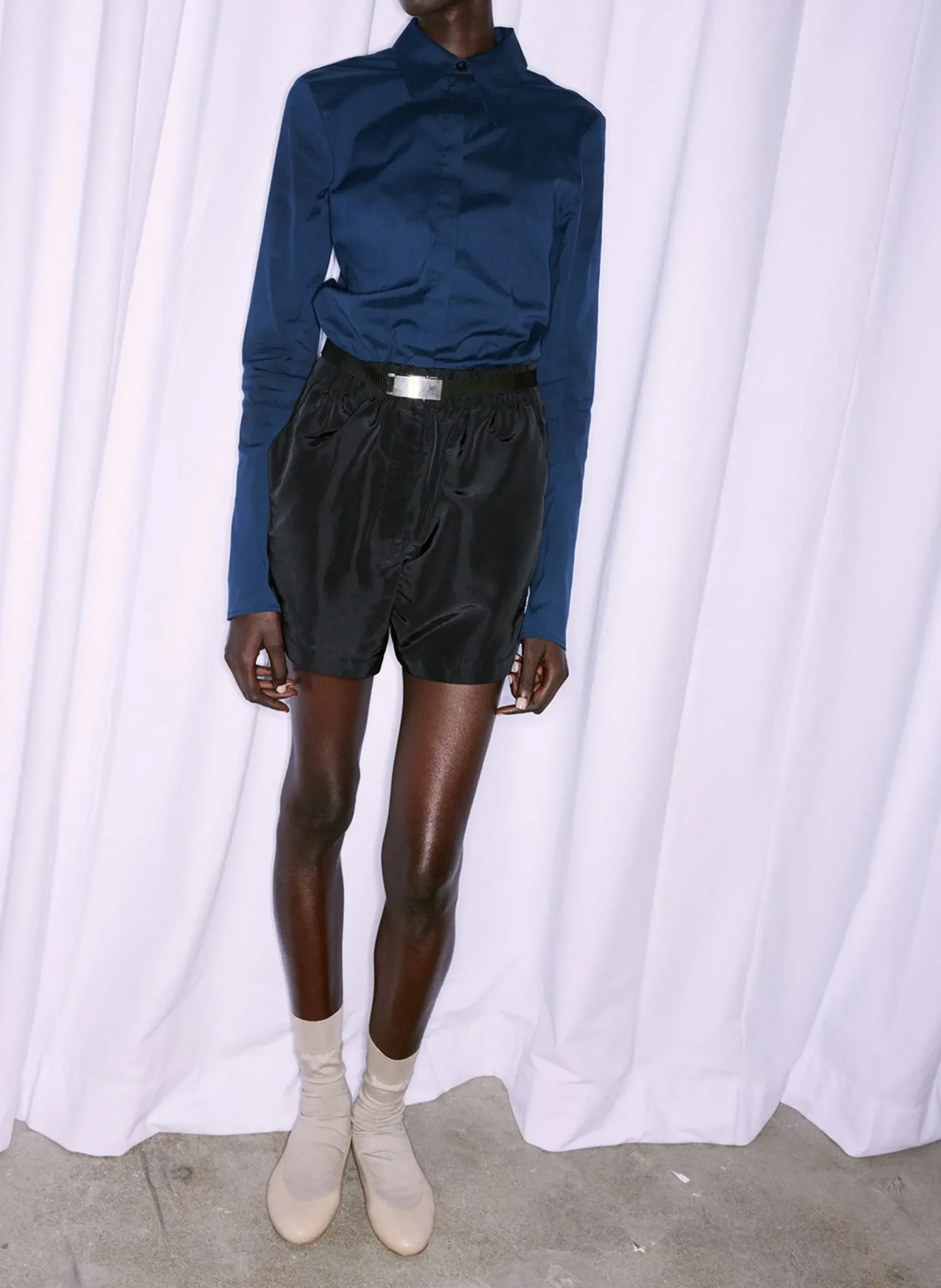 Silk Nylon Pull On Shorts-Tibi Clearance