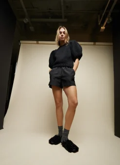 Silk Nylon Pull On Shorts-Tibi Clearance