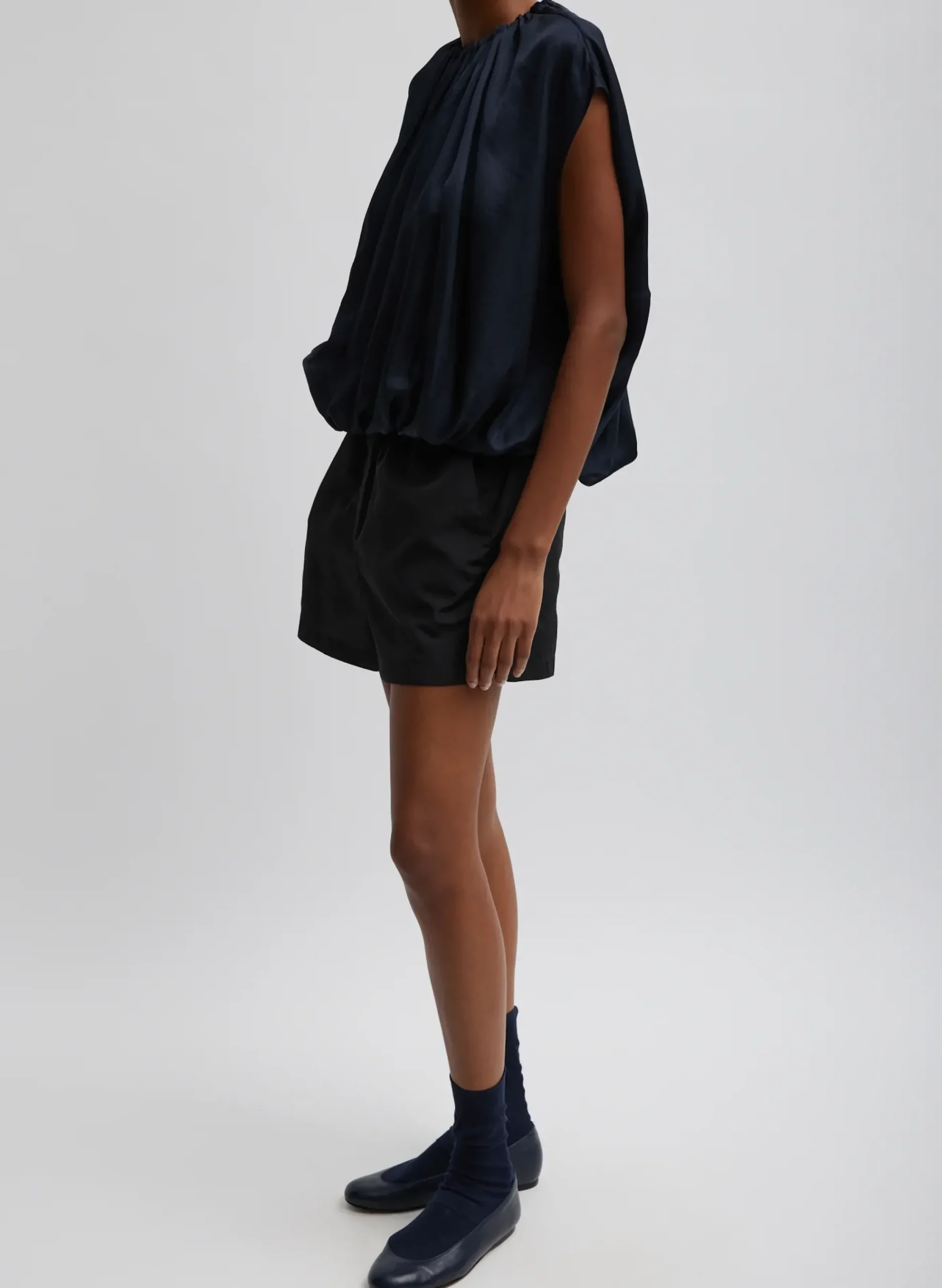 Silk Nylon Pull On Shorts-Tibi Clearance
