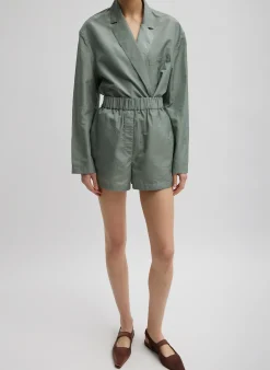 Silk Nylon Pull On Shorts-Tibi Best