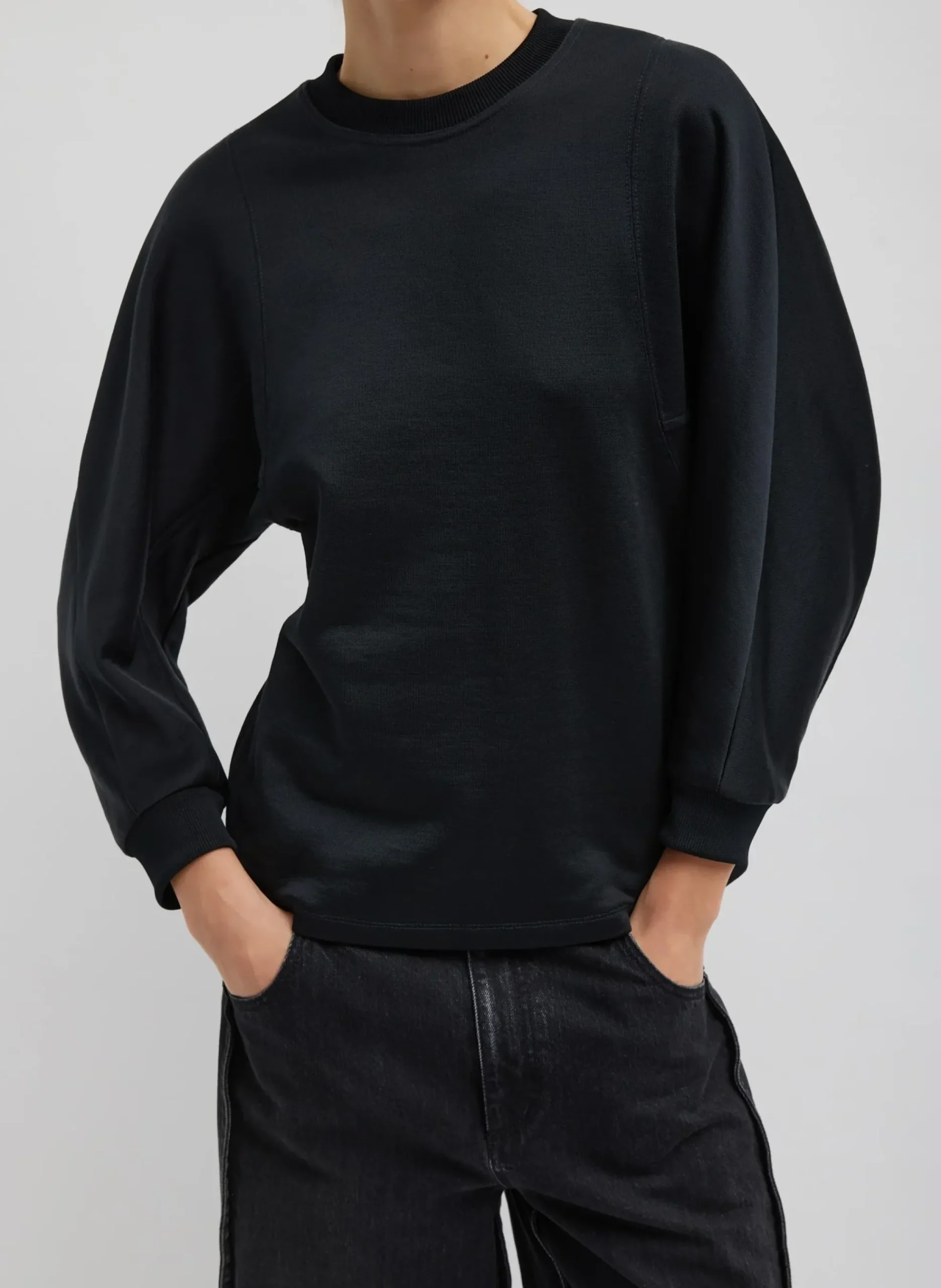 Silk Terry Sculpted Sleeve Slim Sweatshirt-Tibi Clearance