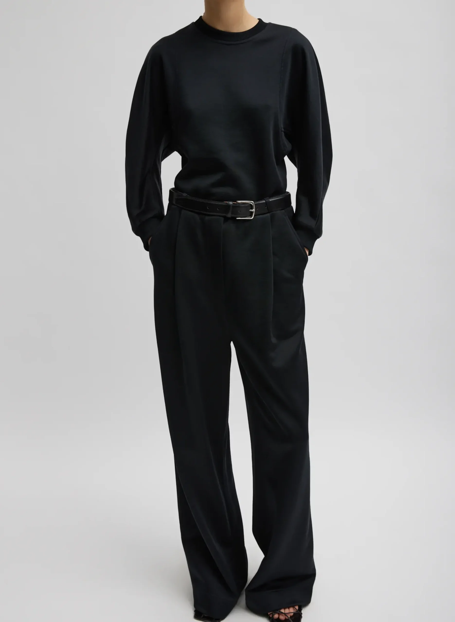 Silk Terry Sculpted Sleeve Slim Sweatshirt-Tibi Clearance