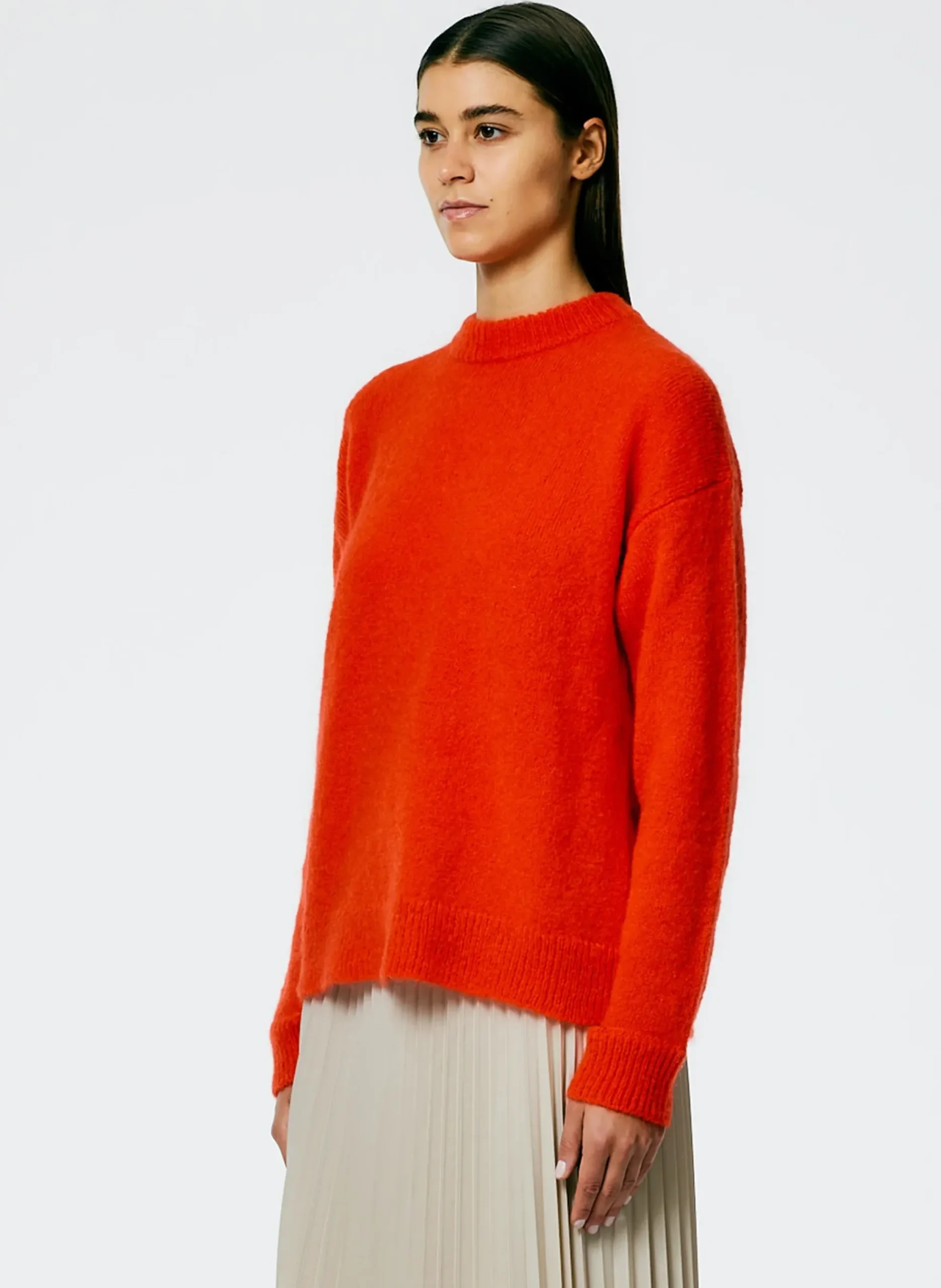 Soft Mohair Crewneck Easy Pullover-Tibi Fashion