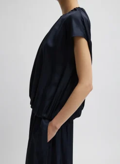 Spring Acetate Shirred Circular Dress-Tibi Best