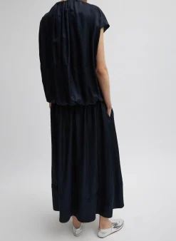 Spring Acetate Shirred Circular Dress-Tibi Best