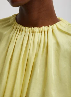 Spring Acetate Shirred Neck Circular Top-Tibi Fashion
