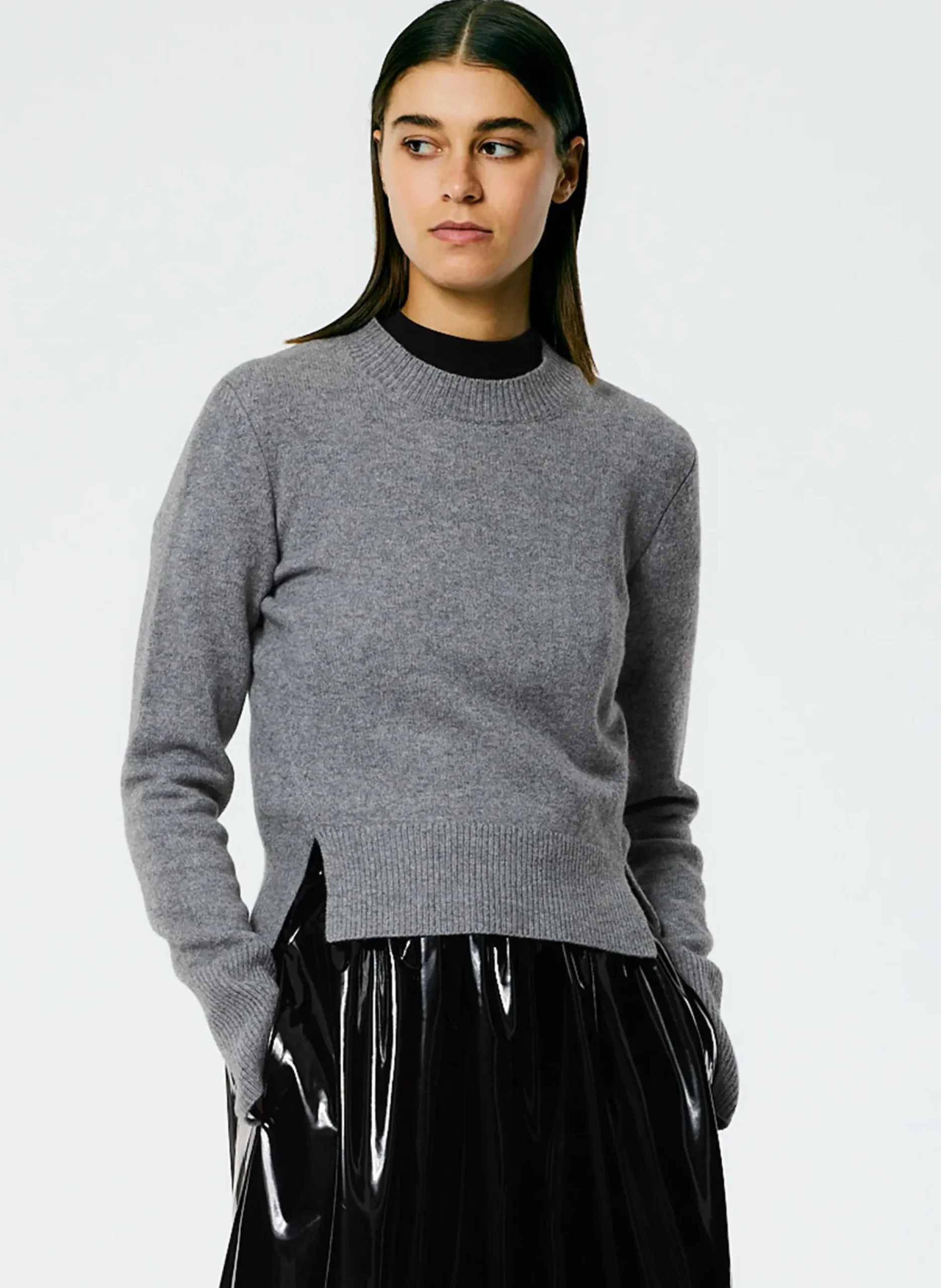 Stretch Cashmere Crewneck Pullover-Tibi Online