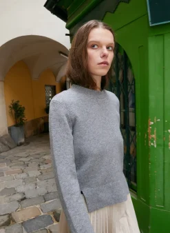 Stretch Cashmere Crewneck Pullover-Tibi Online