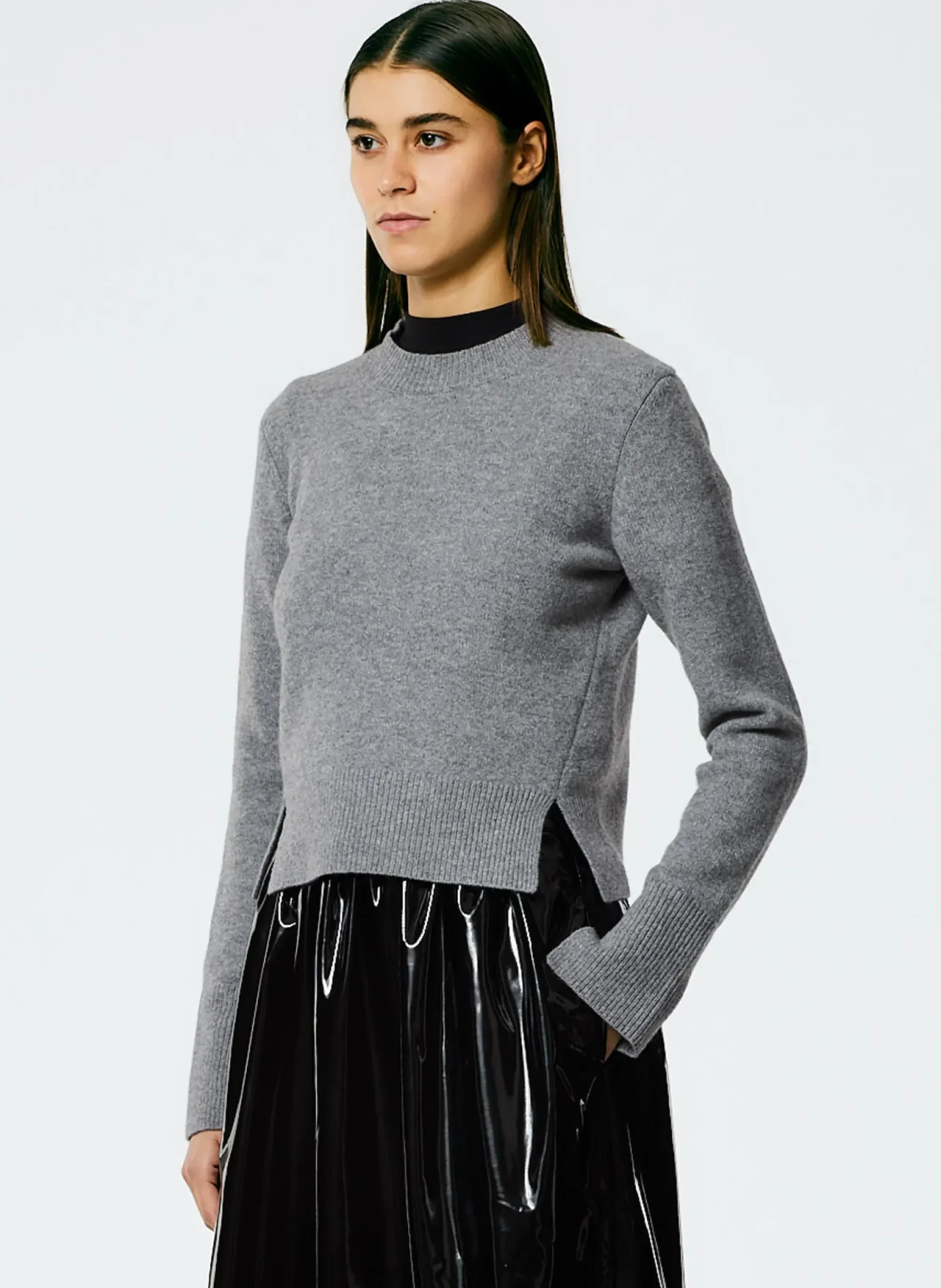 Stretch Cashmere Crewneck Pullover-Tibi Online