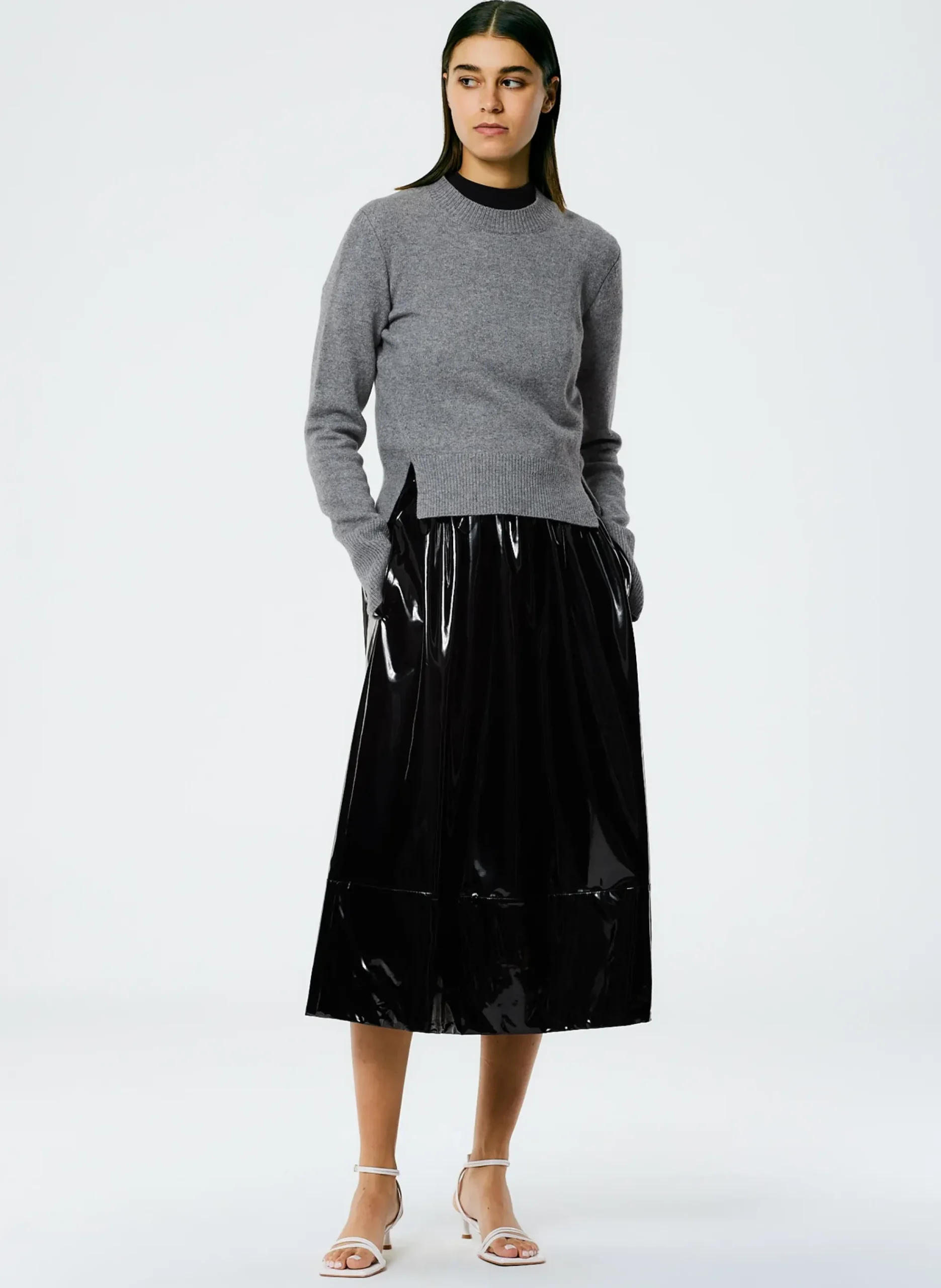 Stretch Cashmere Crewneck Pullover-Tibi Online