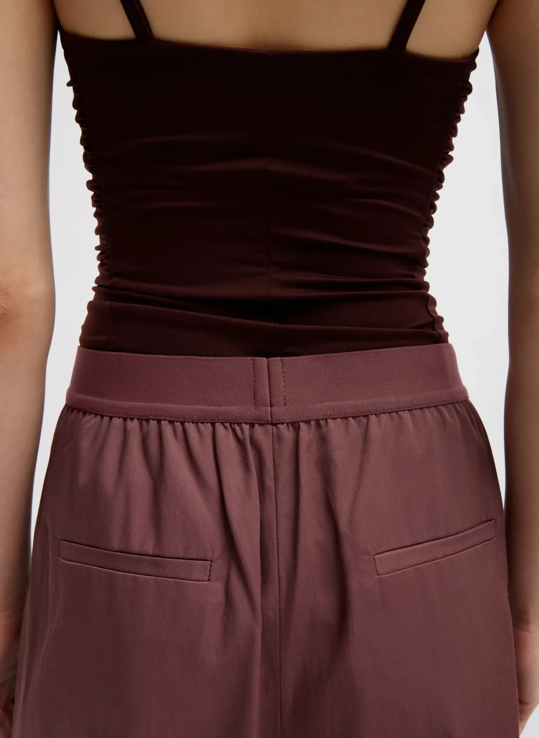 Stretch Light Weight Tech Knit Shirred Cami-Tibi New