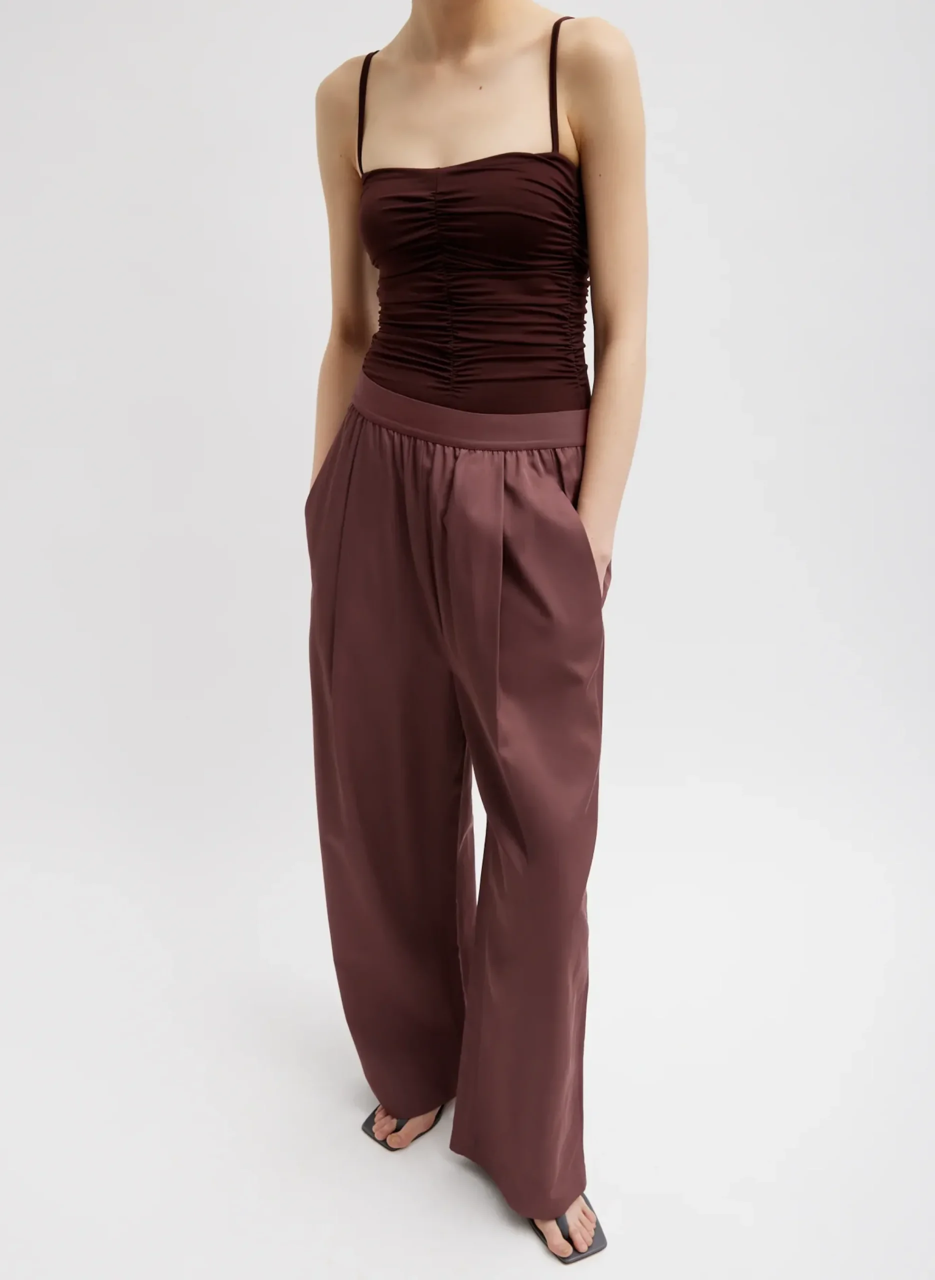 Stretch Light Weight Tech Knit Shirred Cami-Tibi New