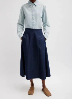 Summer Denim Circle Skirt-Tibi Outlet