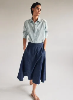 Summer Denim Circle Skirt-Tibi Outlet